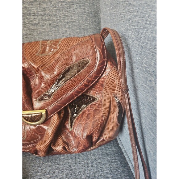 Sharif Vintage Brown Leather Patchwork Design Crossbody Bag - Picture 3 of 11